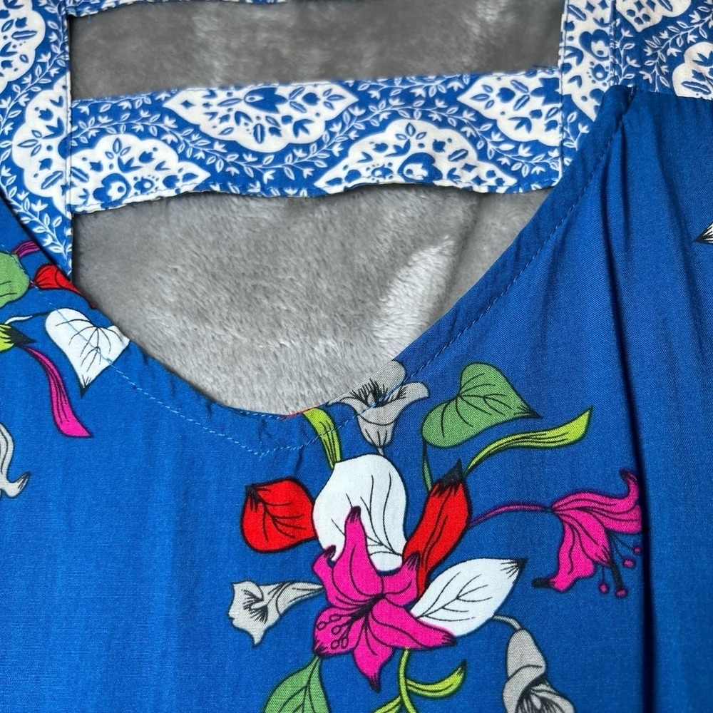 Matilda Jane Womens Size Medium Blue Floral Midi Dress Strappy Back Boho Summer - Picture 10 of 13